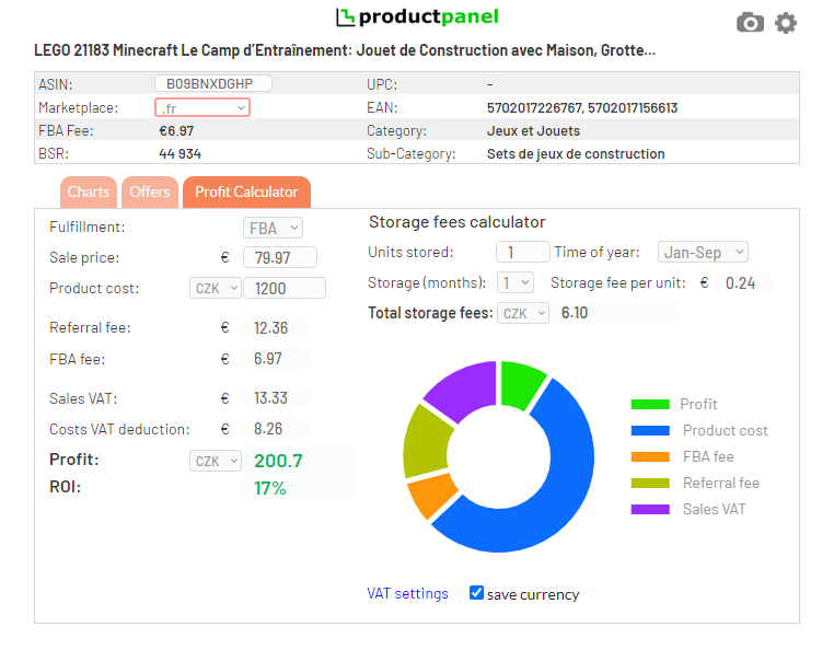 FBA storage fees calculator